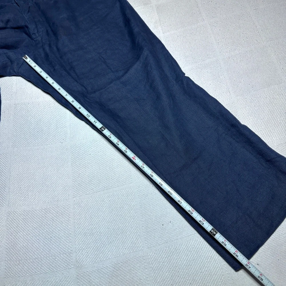 Polo Ralph Lauren Dress Pants 38x27 100% Linen Relaxed Straight Navy Chino Pants
